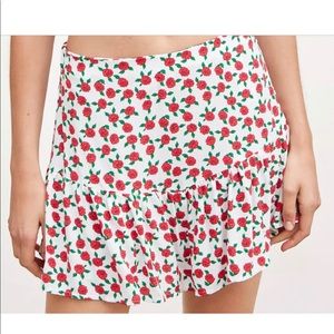 Zara High Waist White Rose Floral Mini Skirt Skort